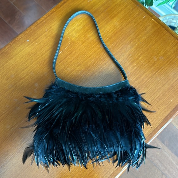 Black Crow Bird Feather Evening Gothic Shoulder Handbag - Picture 5 of 10